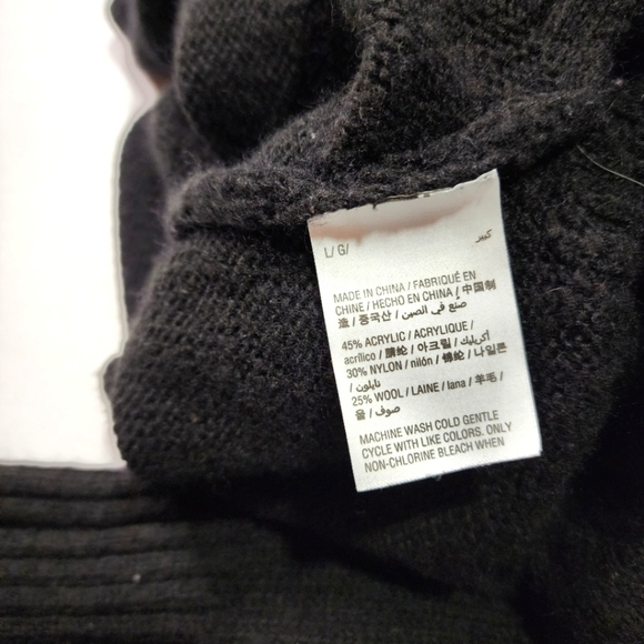 Bar III Large Black Long Sleeve Sweater V Neck Wool Mix - Picture 6 of 7